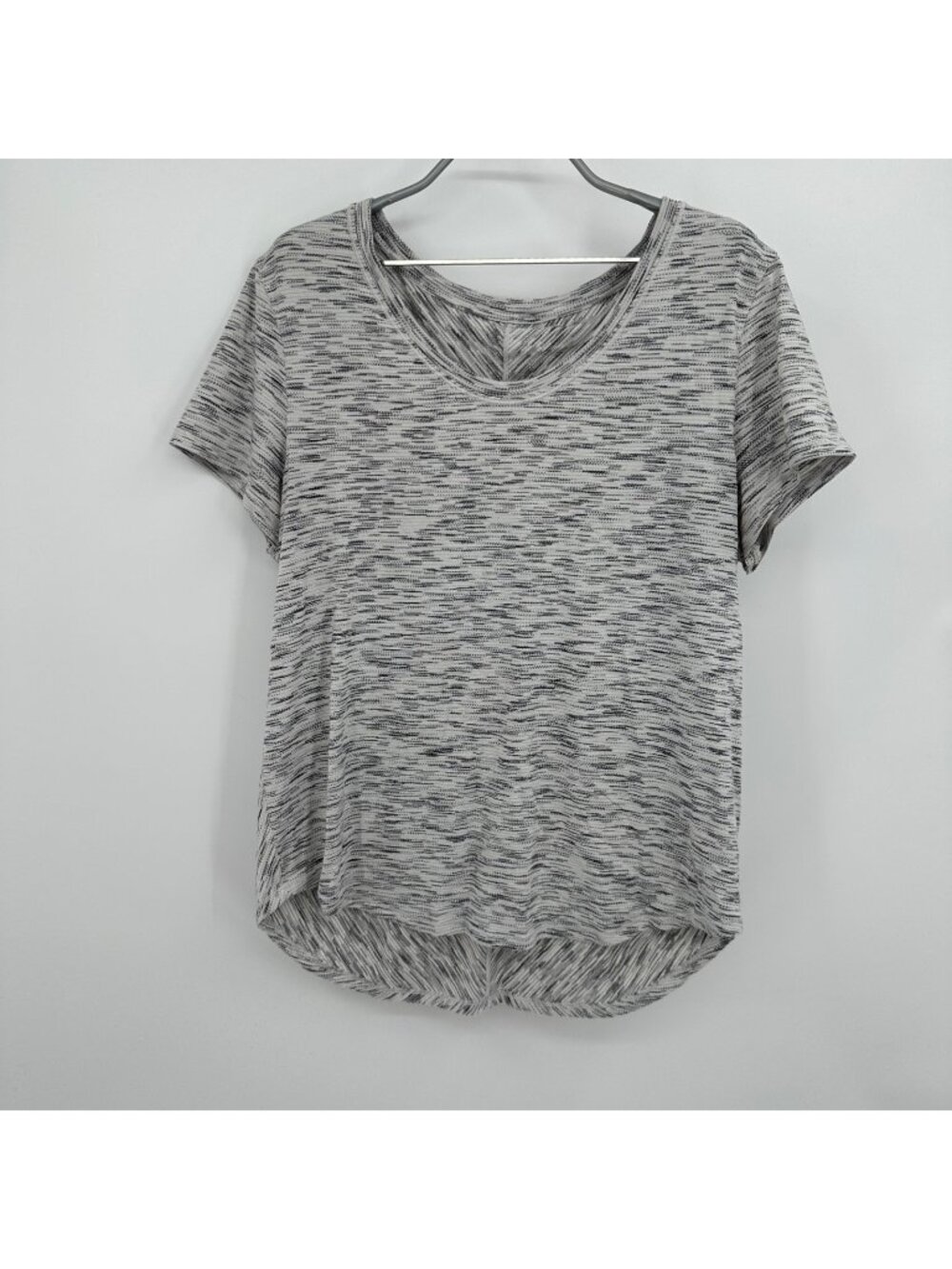 Lululemon What the Sport Short Sleeve Tee size 12 Tiger Space Dye Black White